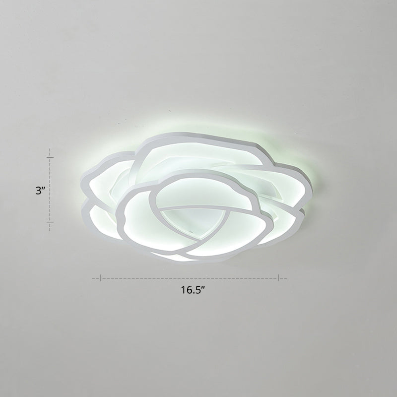 Minimalist Flushmount Led Ceiling Light For Bedroom - White Rose Acrylic Surface Mount / 16.5’