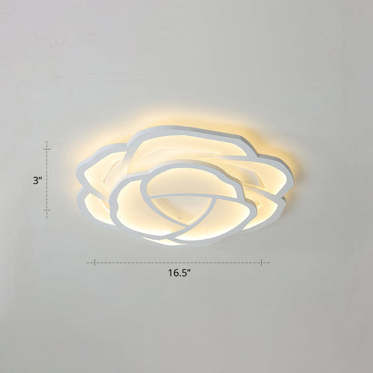 Minimalist Flushmount Led Ceiling Light For Bedroom - White Rose Acrylic Surface Mount / 16.5 Third