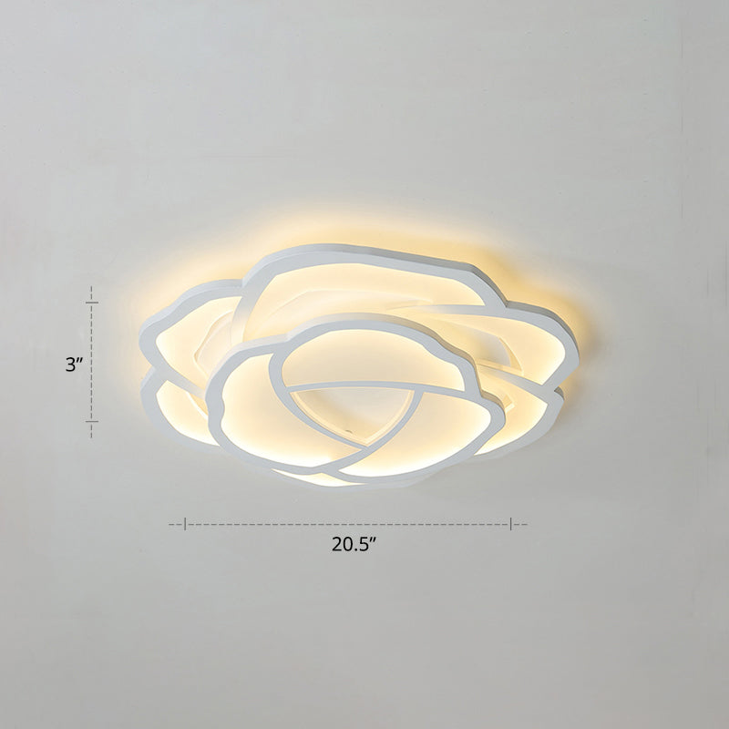 Minimalist Flushmount Led Ceiling Light For Bedroom - White Rose Acrylic Surface Mount / 20.5 Third