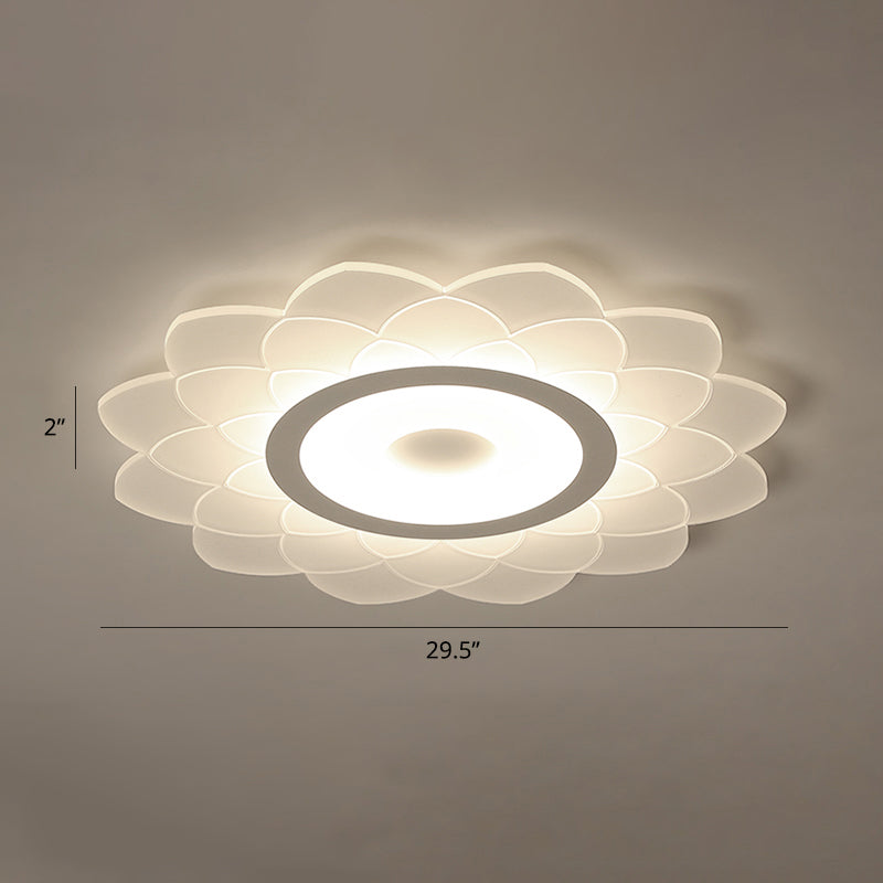 Simplicity White Acrylic Sunflower Flushmount Led Ceiling Lamp For Bedroom / 29.5’ Third Gear
