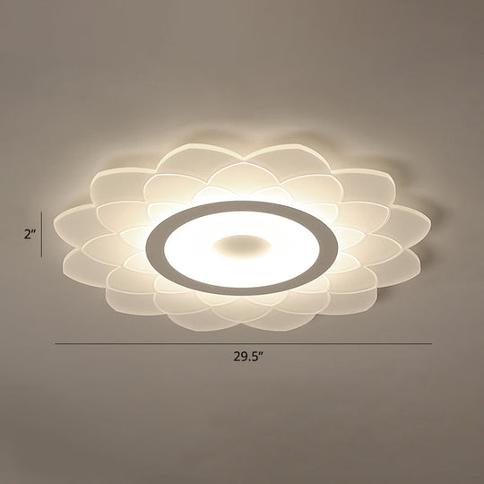 Simplicity White Acrylic Sunflower Flushmount Led Ceiling Lamp For Bedroom / 29.5’ Third Gear