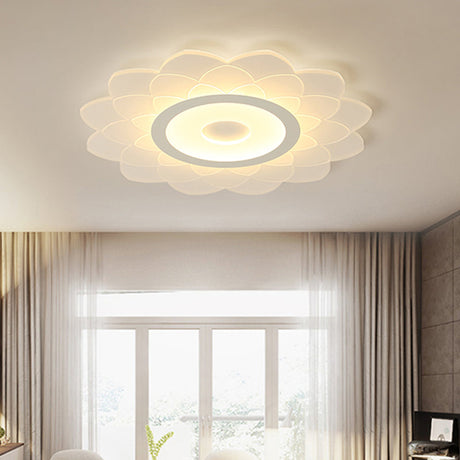 Simplicity White Acrylic Sunflower Flushmount Led Ceiling Lamp For Bedroom