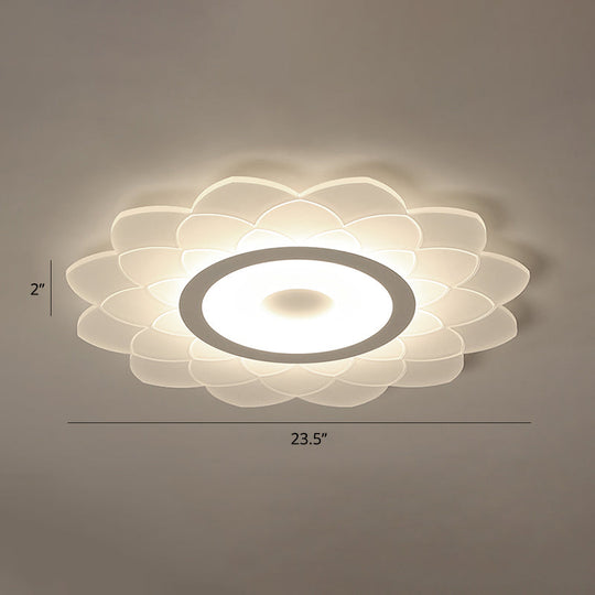 Simplicity White Acrylic Sunflower Flushmount Led Ceiling Lamp For Bedroom / 23.5’ Third Gear