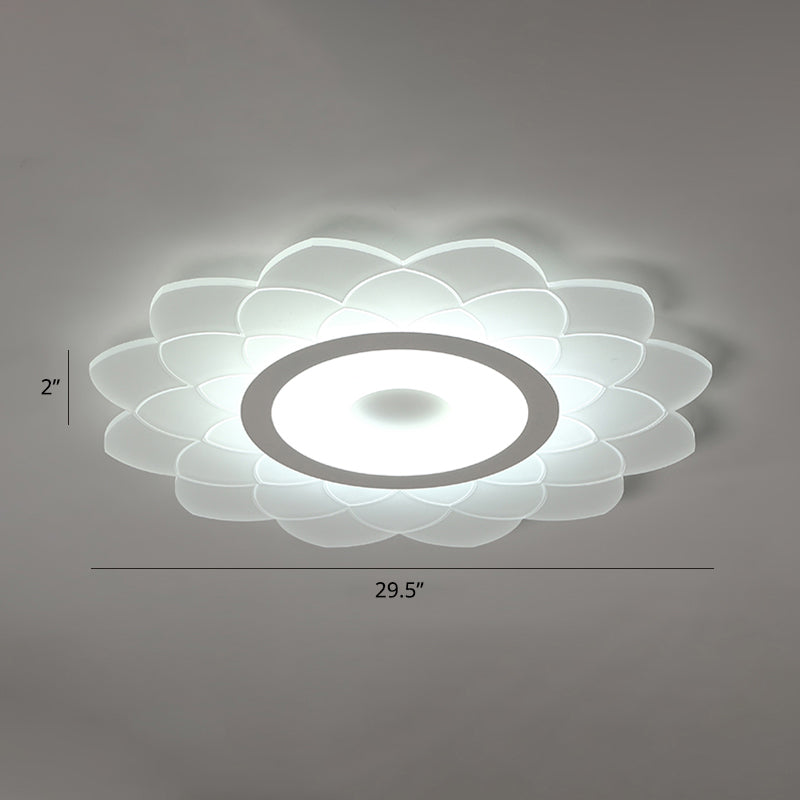Simplicity White Acrylic Sunflower Flushmount Led Ceiling Lamp For Bedroom / 29.5