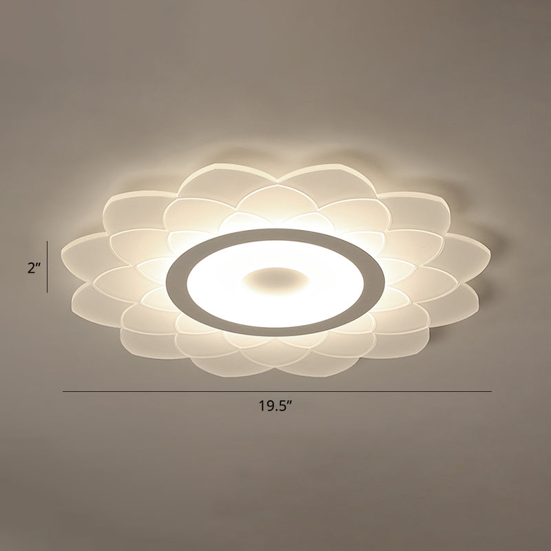 Simplicity White Acrylic Sunflower Flushmount Led Ceiling Lamp For Bedroom / 19.5’ Third Gear