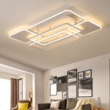 Contemporary Led Flush Mount Ceiling Lamp - White Frame Metal Flushmount Lighting For Living Room