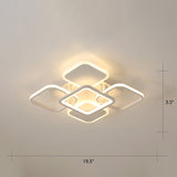Contemporary Led Flush Mount Ceiling Lamp - White Frame Metal Flushmount Lighting For Living Room /