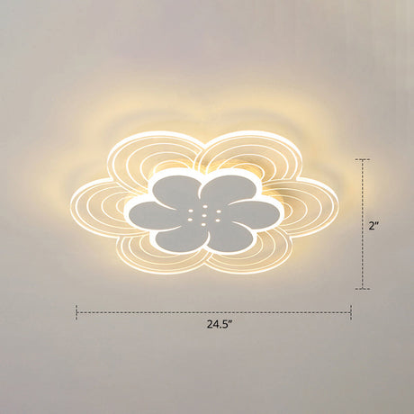White Flower Flush Mount Led Light For Bedroom / 24.5 Warm