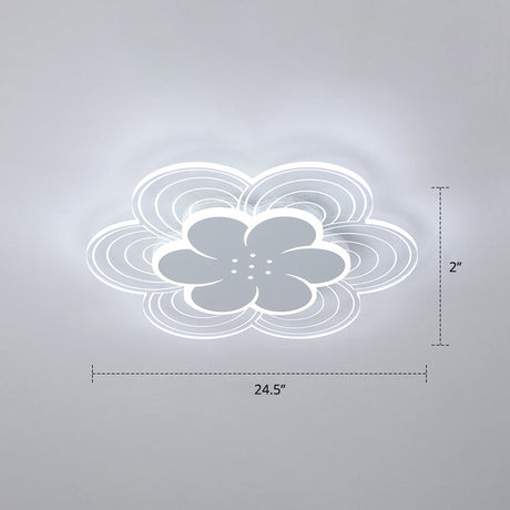White Flower Flush Mount Led Light For Bedroom / 24.5