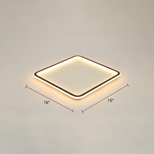 Minimalist Black Metal Flush Mount Ceiling Lamp With Square Ultrathin Led - Perfect For Bedrooms /