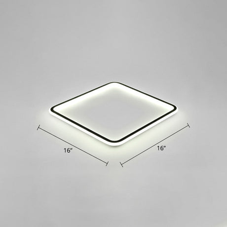 Minimalist Black Metal Flush Mount Ceiling Lamp With Square Ultrathin Led - Perfect For Bedrooms /