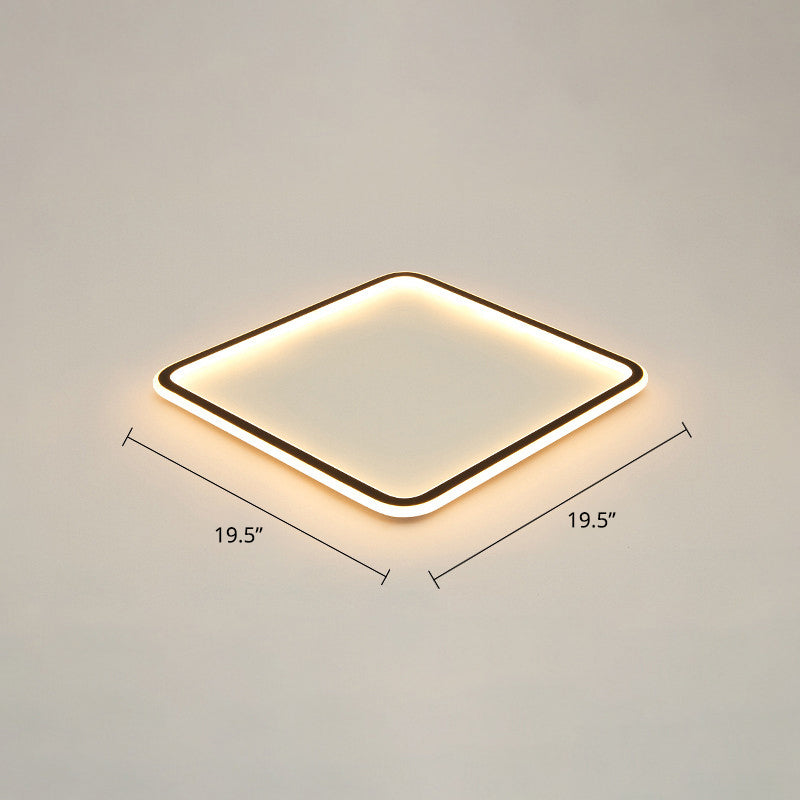 Minimalist Black Metal Flush Mount Ceiling Lamp With Square Ultrathin Led - Perfect For Bedrooms /