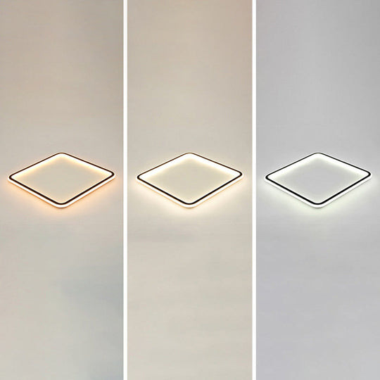 Minimalist Black Metal Flush Mount Ceiling Lamp With Square Ultrathin Led - Perfect For Bedrooms /