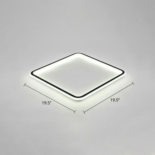 Minimalist Black Metal Flush Mount Ceiling Lamp With Square Ultrathin Led - Perfect For Bedrooms /