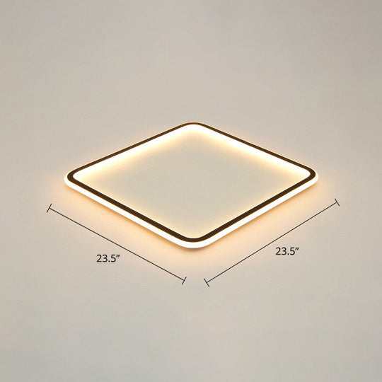 Minimalist Black Metal Flush Mount Ceiling Lamp With Square Ultrathin Led - Perfect For Bedrooms /