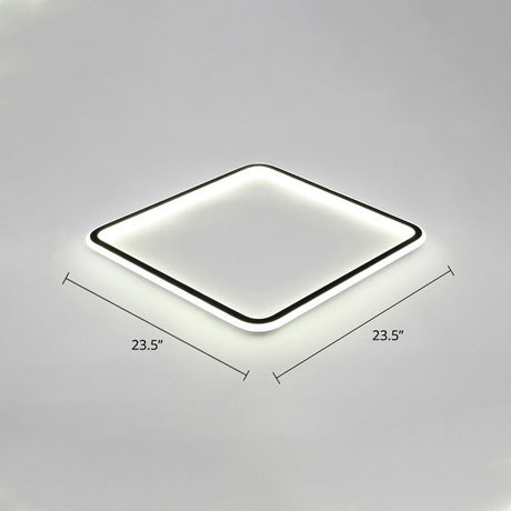 Minimalist Black Metal Flush Mount Ceiling Lamp With Square Ultrathin Led - Perfect For Bedrooms /
