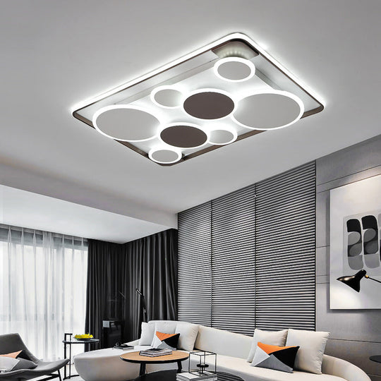 Nordic Coffee Led Flush Mount Metal Circles Ceiling Light For Living Room