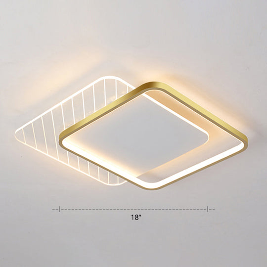 Sleek Acrylic Led Ceiling Light - Contemporary Flush Mount Lamp For Bedrooms Gold / Third Gear