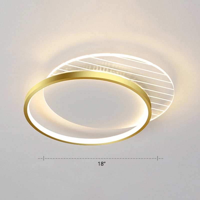 Sleek Acrylic Led Ceiling Light - Contemporary Flush Mount Lamp For Bedrooms Gold / Third Gear Round