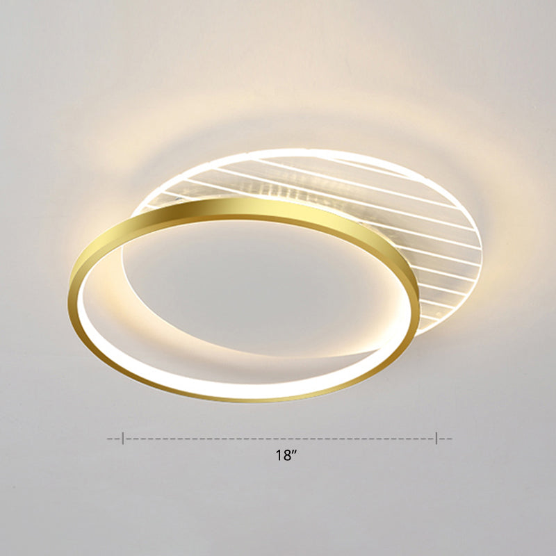 Sleek Acrylic Led Ceiling Light - Contemporary Flush Mount Lamp For Bedrooms Gold / Remote Control