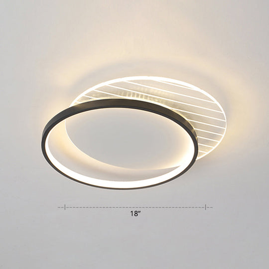 Sleek Acrylic Led Ceiling Light - Contemporary Flush Mount Lamp For Bedrooms Black / Third Gear