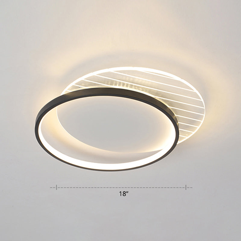 Sleek Acrylic Led Ceiling Light - Contemporary Flush Mount Lamp For Bedrooms Black / Remote Control
