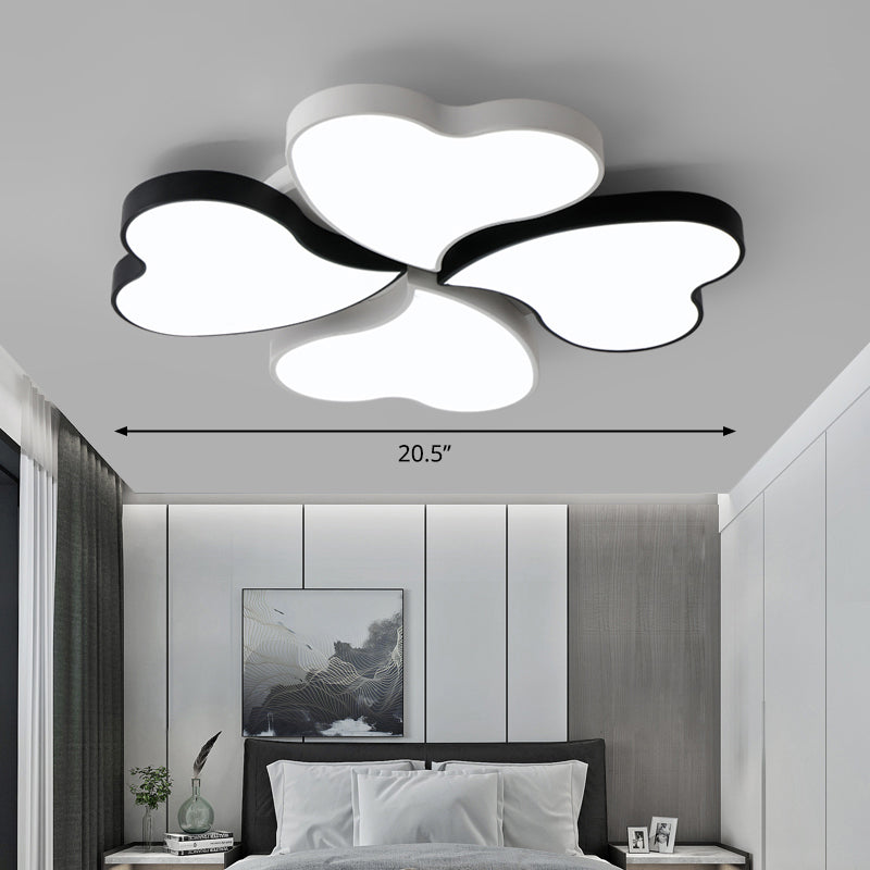 Nordic Led Metal Clover Shaped Flush Mount Lighting For Bedroom In Black-White White / 20.5’