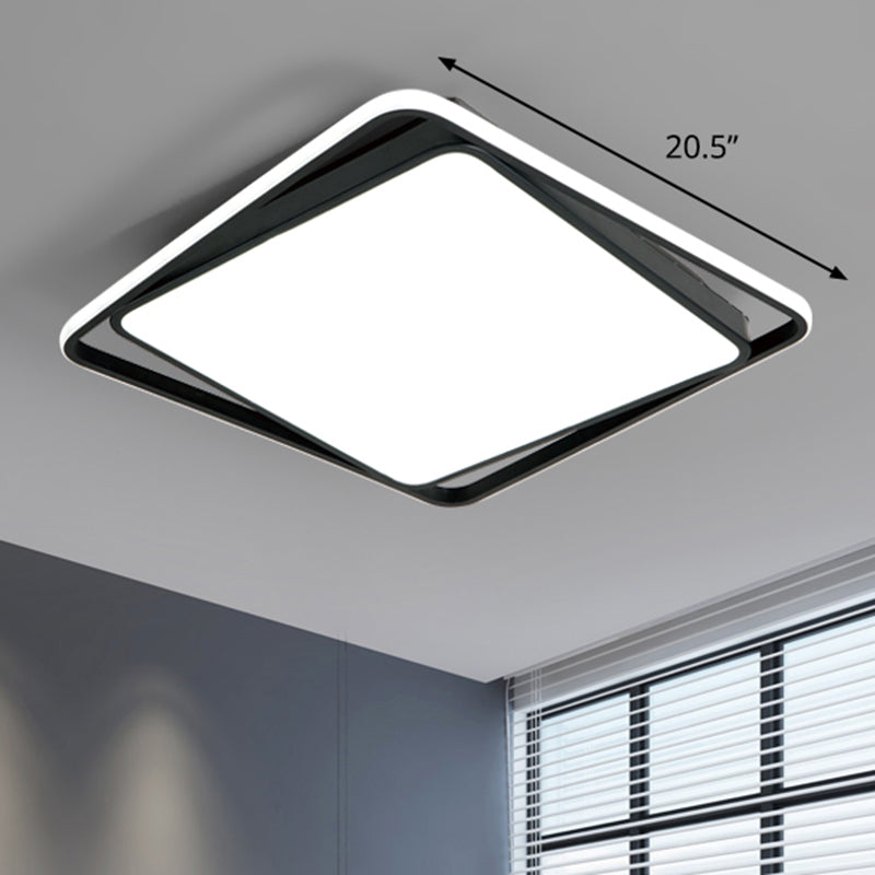 Modern Square Led Surface Mount Ceiling Light - Nordic Acrylic Black Flushmount For Bedroom / 20.5