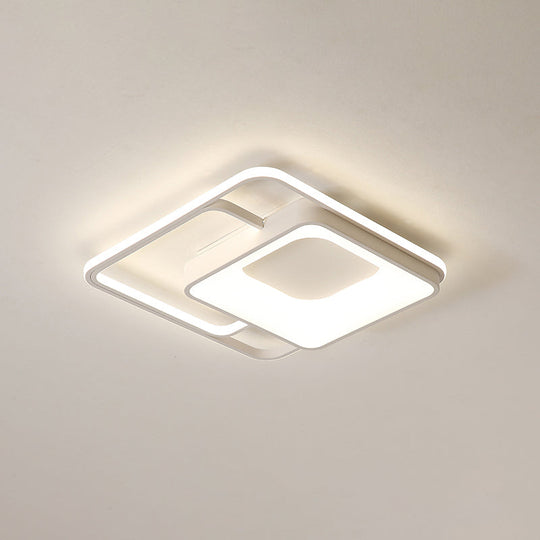 Minimalistic White Led Flush Mount Ceiling Lamp For Bedrooms / 19.5’ Third Gear