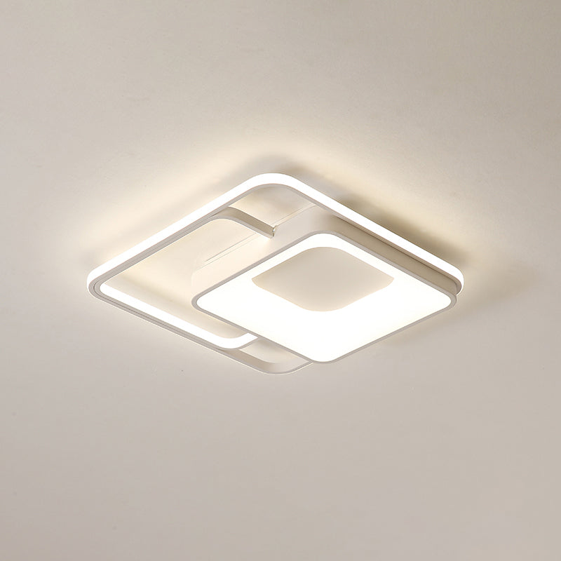 Minimalistic White Led Flush Mount Ceiling Lamp For Bedrooms / 19.5 Third Gear