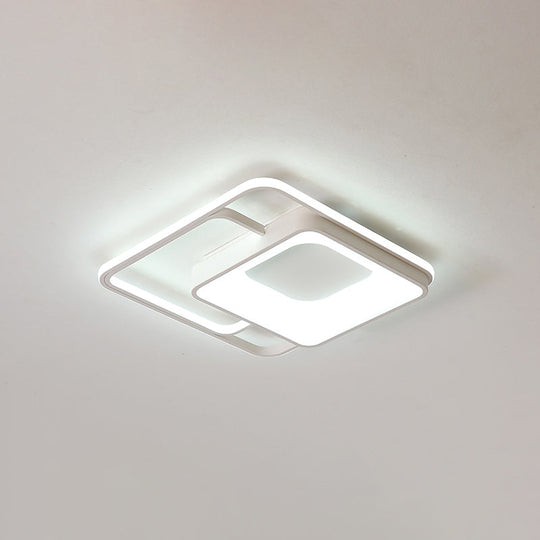 Minimalistic White Led Flush Mount Ceiling Lamp For Bedrooms / 16
