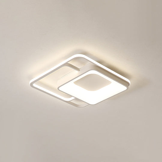Minimalistic White Led Flush Mount Ceiling Lamp For Bedrooms / 16’ Third Gear