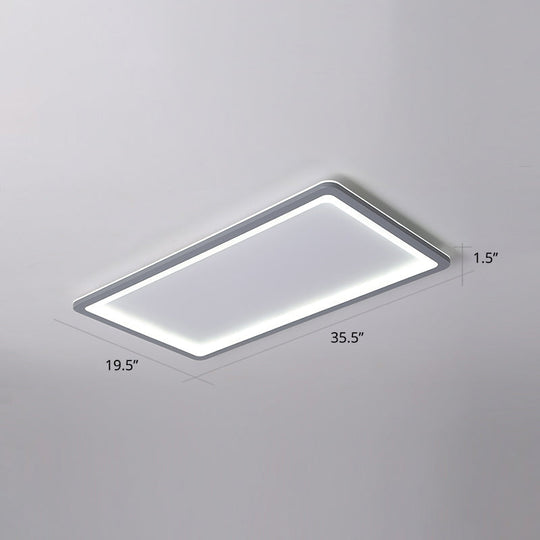 Super Thin Grey Nordic Metal Led Ceiling Light - Ideal For Living Room Surface Mounted / 35.5’
