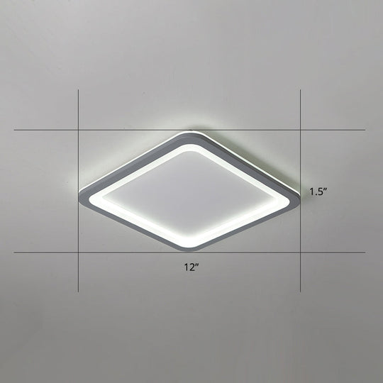 Super Thin Grey Nordic Metal Led Ceiling Light - Ideal For Living Room Surface Mounted / 12