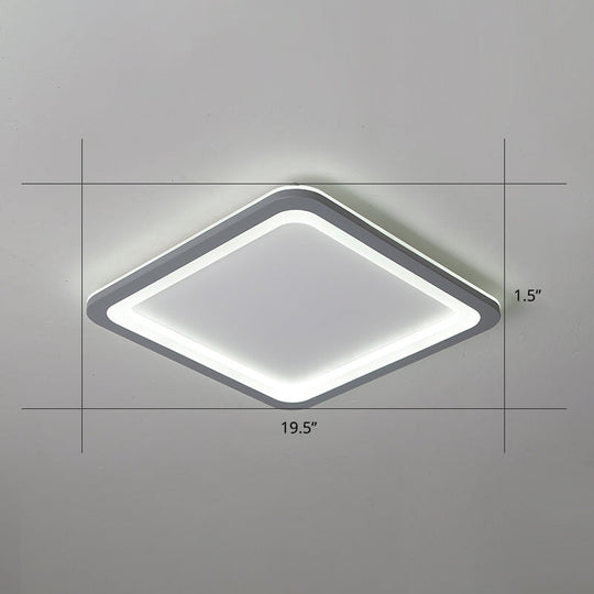 Super Thin Grey Nordic Metal Led Ceiling Light - Ideal For Living Room Surface Mounted / 19.5’