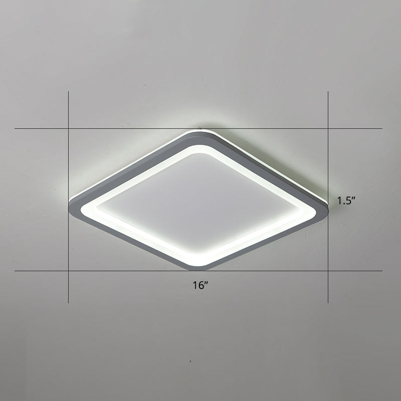 Super Thin Grey Nordic Metal Led Ceiling Light - Ideal For Living Room Surface Mounted / 16