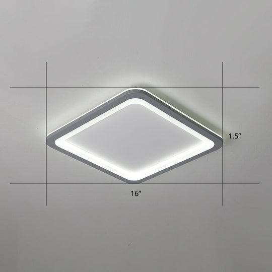 Super Thin Grey Nordic Metal Led Ceiling Light - Ideal For Living Room Surface Mounted / 16