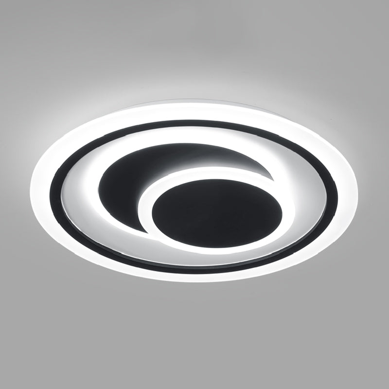 Minimalist Black Surface Mounted Led Ceiling Light For Bedroom - Disk Shape / 20.5