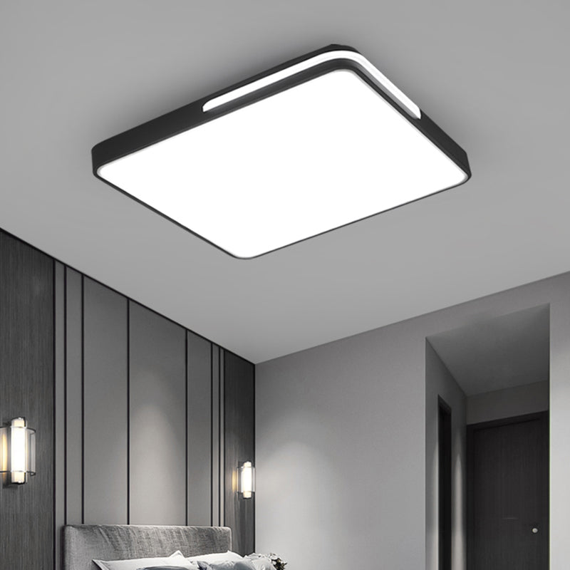 Nordic Square Flush Mount Led Ceiling Lamp For Bedroom - Acrylic Black