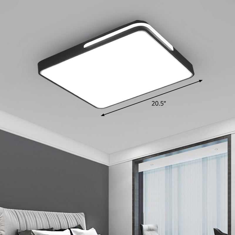 Nordic Square Flush Mount Led Ceiling Lamp For Bedroom - Acrylic Black / 20.5