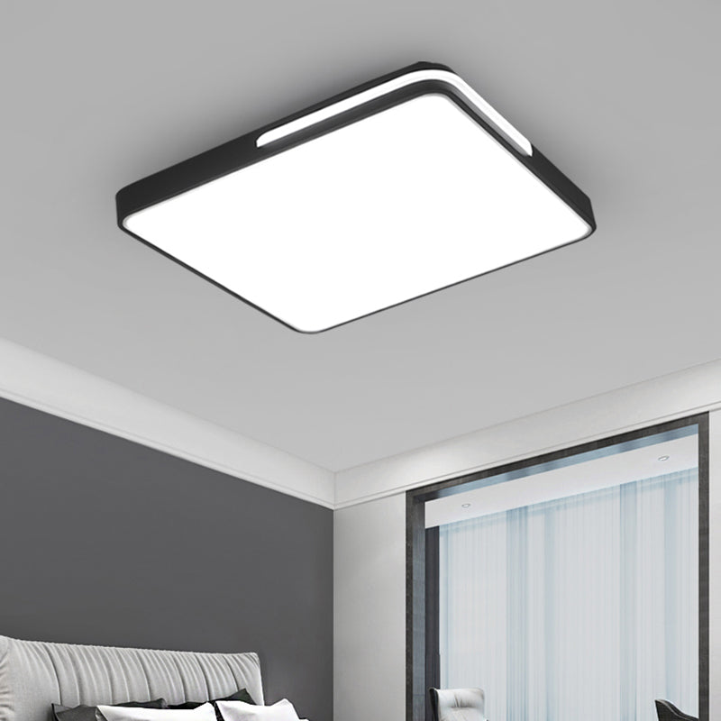 Nordic Square Flush Mount Led Ceiling Lamp For Bedroom - Acrylic Black