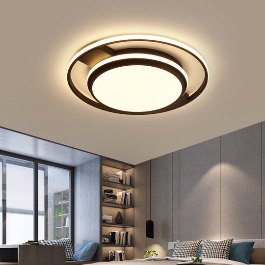 Nordic Black Round Acrylic Led Flushmount Ceiling Light For Living Room