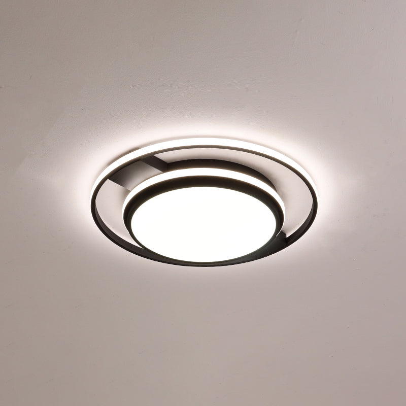 Nordic Black Round Acrylic Led Flushmount Ceiling Light For Living Room / 21.5 White