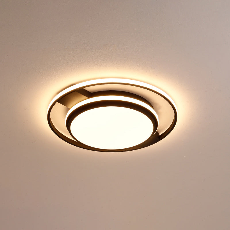 Nordic Black Round Acrylic Led Flushmount Ceiling Light For Living Room / 18 Third Gear