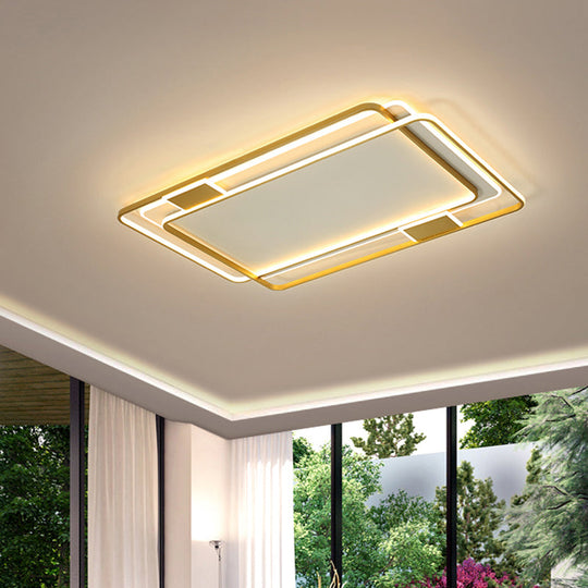 Contemporary Gold Led Ceiling Light For Living Room - Ultra - Thin & Acrylic Flush Mount