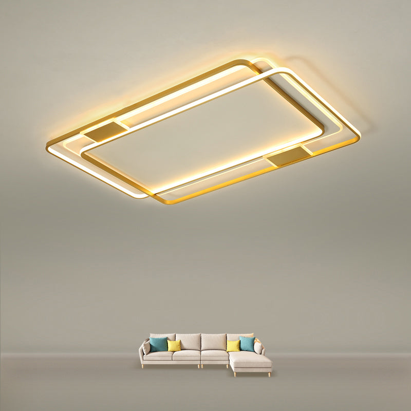 Contemporary Gold Led Ceiling Light For Living Room - Ultra - Thin & Acrylic Flush Mount