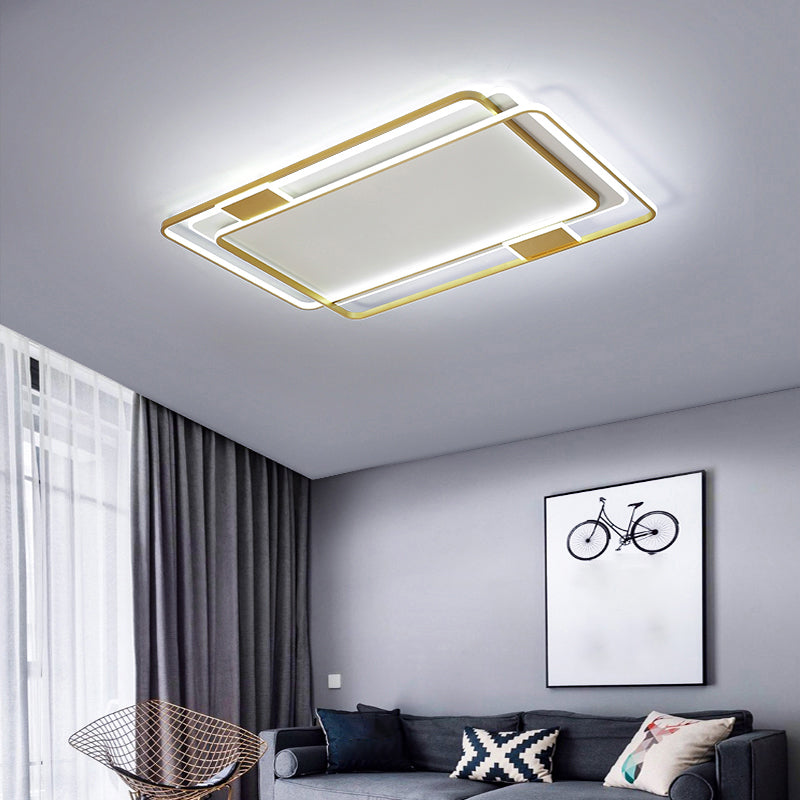 Contemporary Gold Led Ceiling Light For Living Room - Ultra - Thin & Acrylic Flush Mount