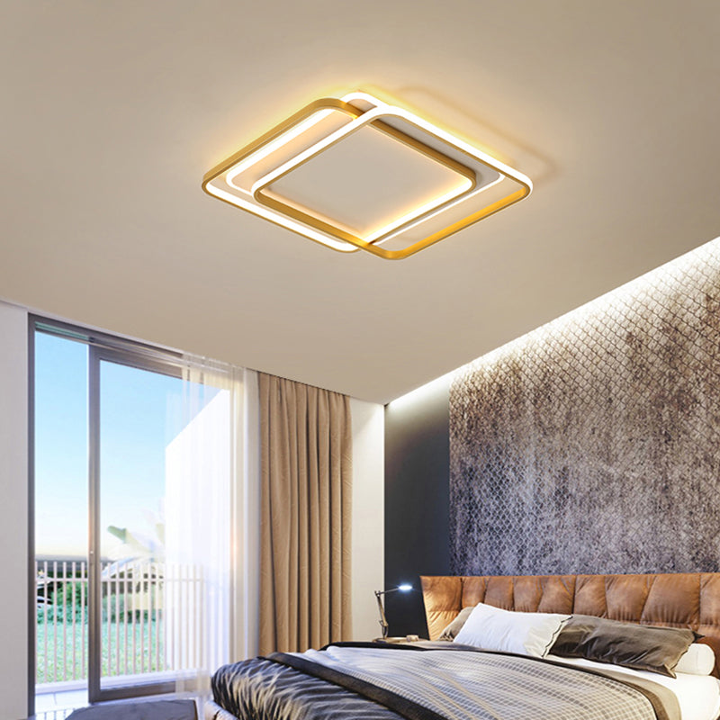 Contemporary Gold Led Ceiling Light For Living Room - Ultra - Thin & Acrylic Flush Mount