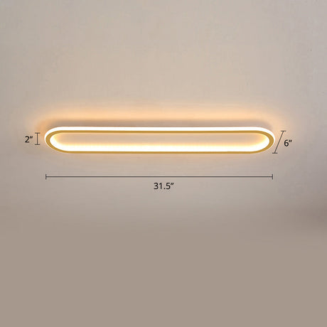 Gold Led Flushmount Light - Oblong Corridor Ceiling Mount Simple Metal Style / 31.5 Third Gear