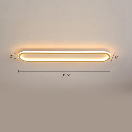 Gold Led Flushmount Light - Oblong Corridor Ceiling Mount Simple Metal Style / 31.5 Warm